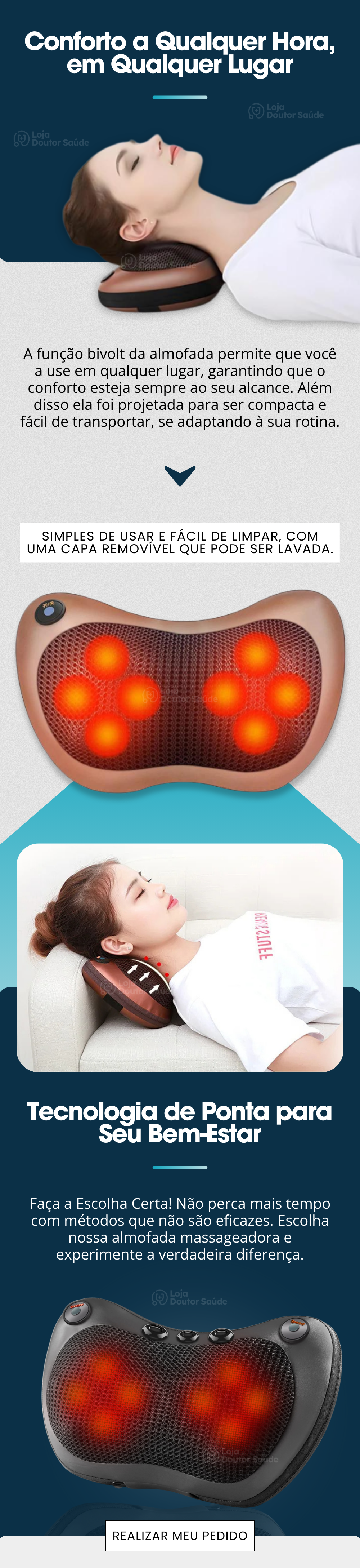 Almofada Massageadora Shiatsu Com Infravermelho doutor saude